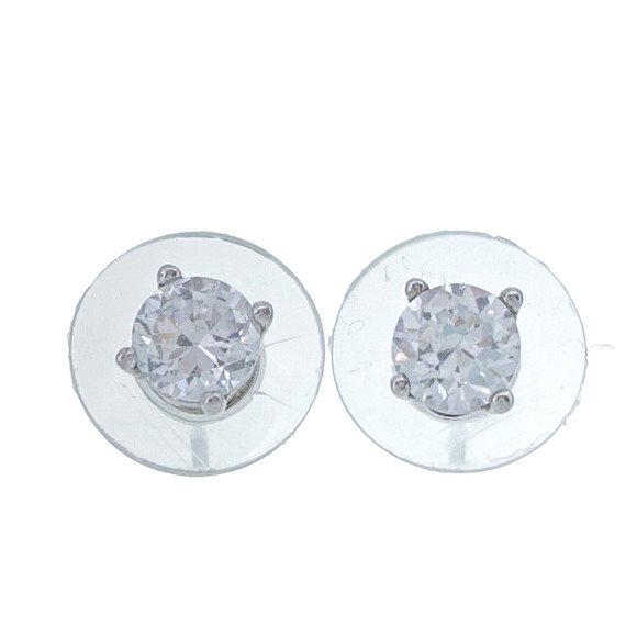 Vintage Sterling Silver 925 5mm Cubic Zirconia Stud Earrings - Picture 1 of 5